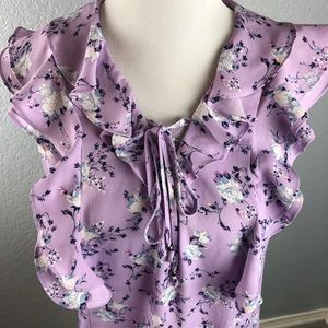 Lilac floral Tamara blouse with flirty ruffles